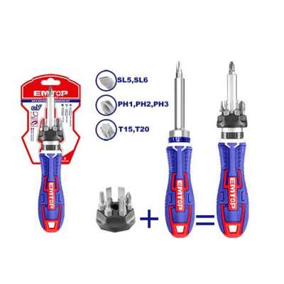 Destornillador Con Criquet 8Pz Emtop Esdrh0802