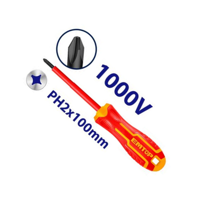 Destornillador 1000V Industrial Ph 2X100Mm Cr-V Emtop Esdrjph2100