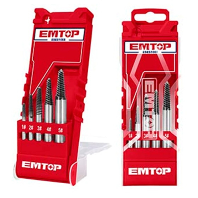 Juego De Extractor De Tornillos Industrial Cr-V 5Pcs Emtop Eses1008