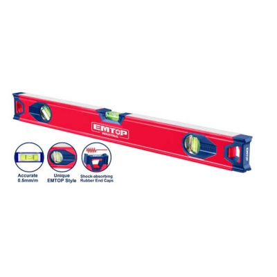 Nivel Aluminio Indust.40Cm 3 Gotas Doble Rectif.c/Antigolpe Emtop Esll24001