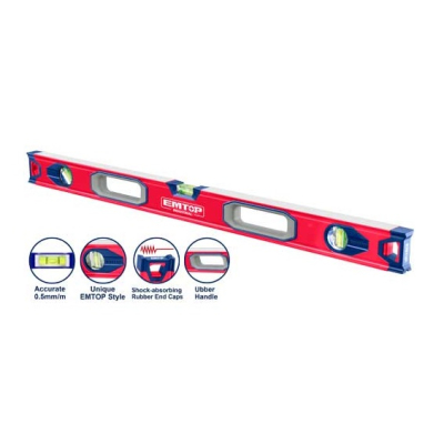 Nivel Aluminio Indust.80Cm 3 Gotas Doble Rectif.c/Antigolpe Emtop Esll28001