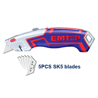 Cutter Metalico Trapezoidal C/Grip C/5 Hojas Rpto Emtop Esnkt6118