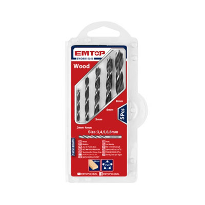 Juego Mechas Para Madera 5Pcs Emtop Ewdbb15055