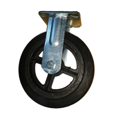 Rueda De Goma Negra 200 Mm Llanta De Hierro Base Fija Jsa