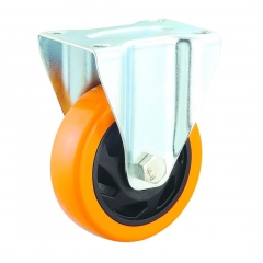 Rueda De Pvc Alta Resistencia Naranja Base Fija 100x32 (100 Kg)